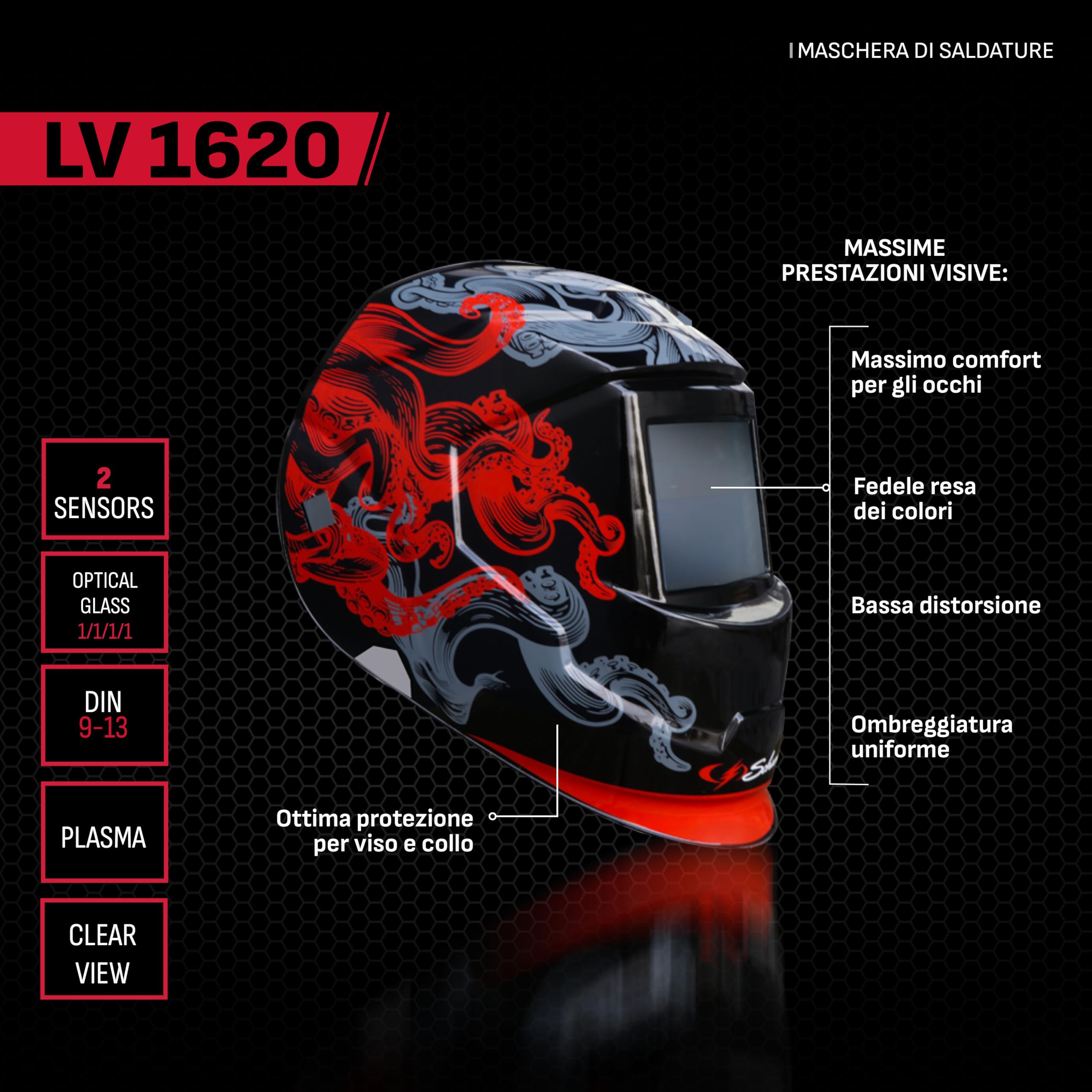 Schumacher Electric - Maschera di saldatura automatica True Color - Professionale - DIN Variabile - Schermo panoramico