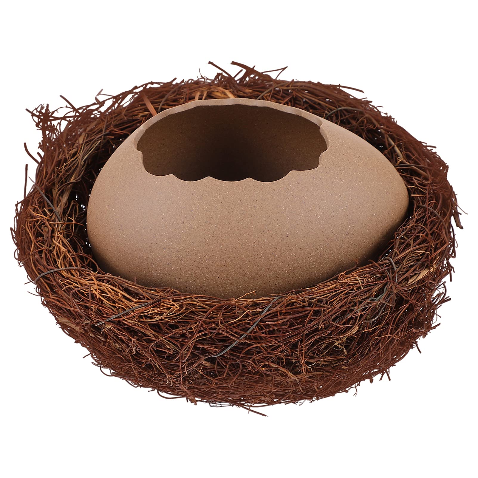 VOSAREA Ceramic Eggshell Planter with Bird Nest Flower Pot Creative Eggshell Ceramic Desktop Plant Pot Planter Pot Home Decoration