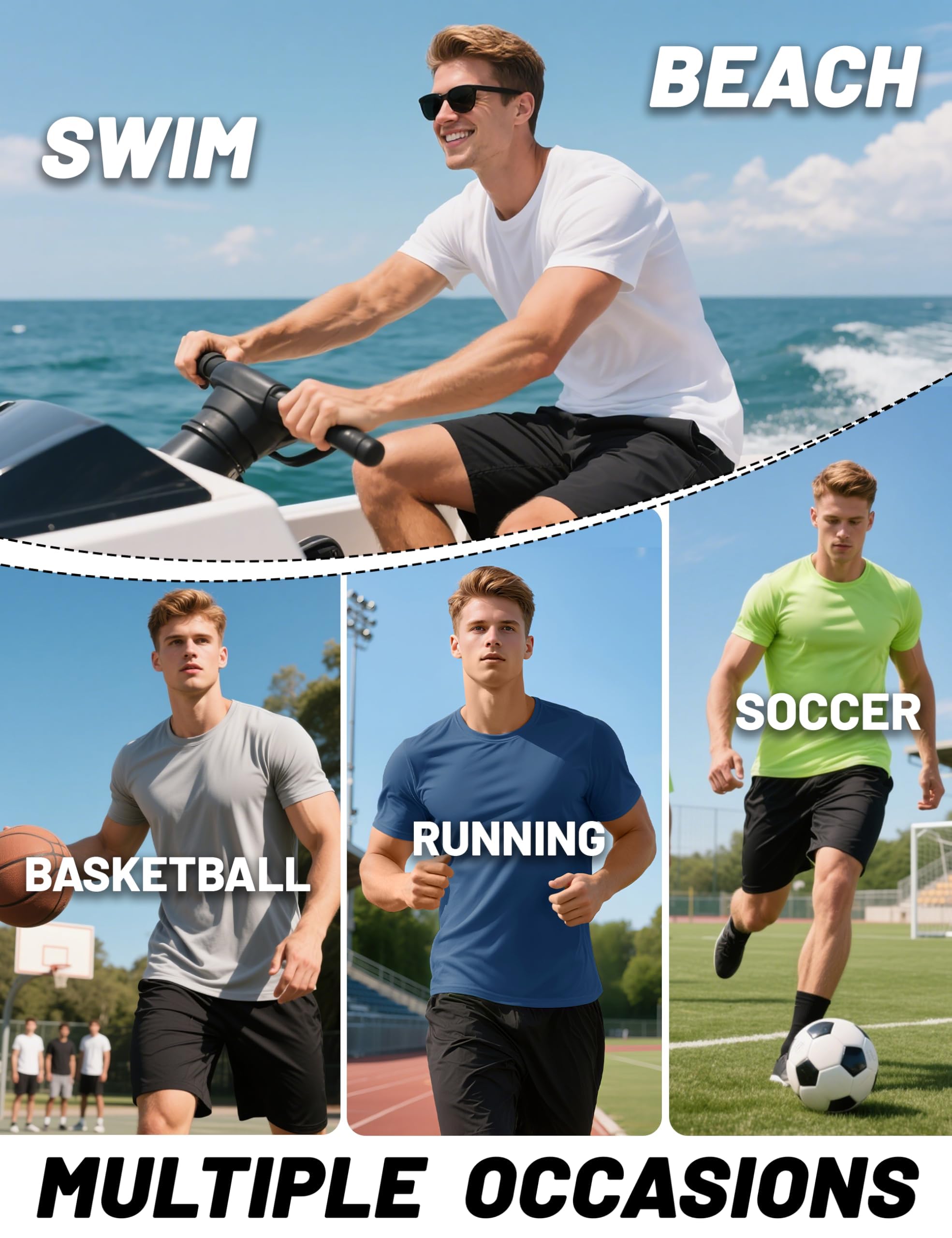 KEFITEVD Camiseta Elástica de Secado Rápido para Hombre, Camisetas de Manga Corta Ligeras Informales Finas de Verano