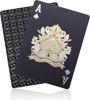 WJPC Black Diamond Premium PVC Material Elastic Waterproof Poker Playing Cards,Cool Playing Cards for Party and Game,Deck of Cards