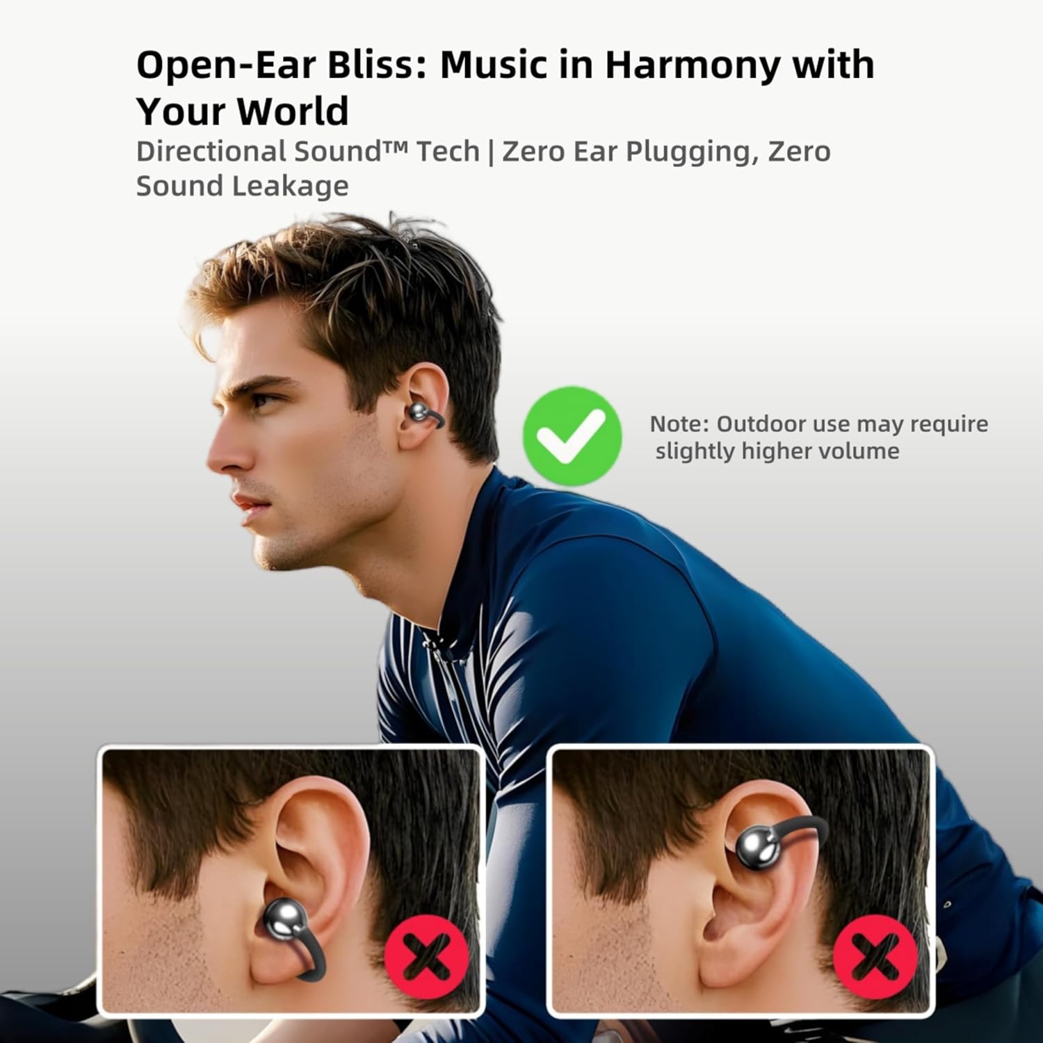 Clip On Earbuds Touch Screen,Wireless Open Ear Headphones with Bluetooth 6.0，50h Battery Life，Lightweight Comfort Sport Earbuds Built-in Mic IPX7 Waterproof Earphones for Running Fitness,black - Image 8