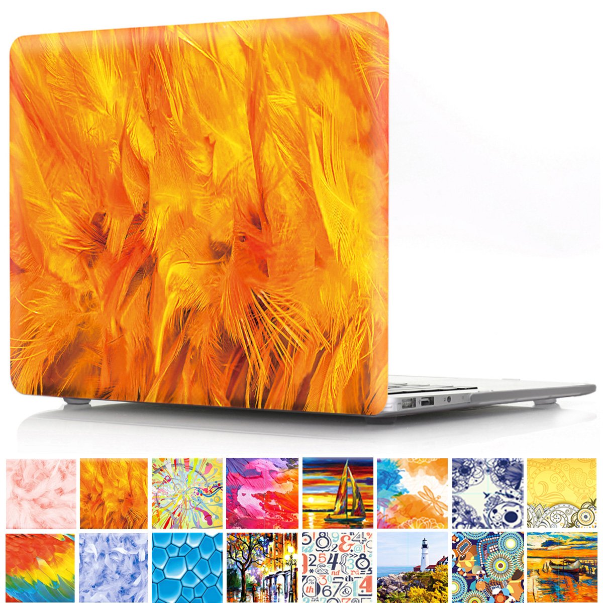 PapyHall Coloured Drawing Pattern Plastic Hard Case for MacBook Pro 13 inch with/Without Touch Bar Touch ID Model: A1706 A1989 A2159 / A1708, 2016-2020 Release, Orange