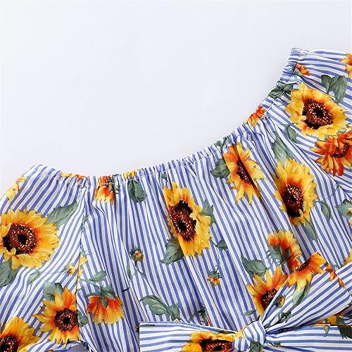 Miniatura 5 de Ropa de verano para niñas de 1 año, para niños pequeños, recién nacidos, manga corta con volantes (amarillo, 2-3 años)