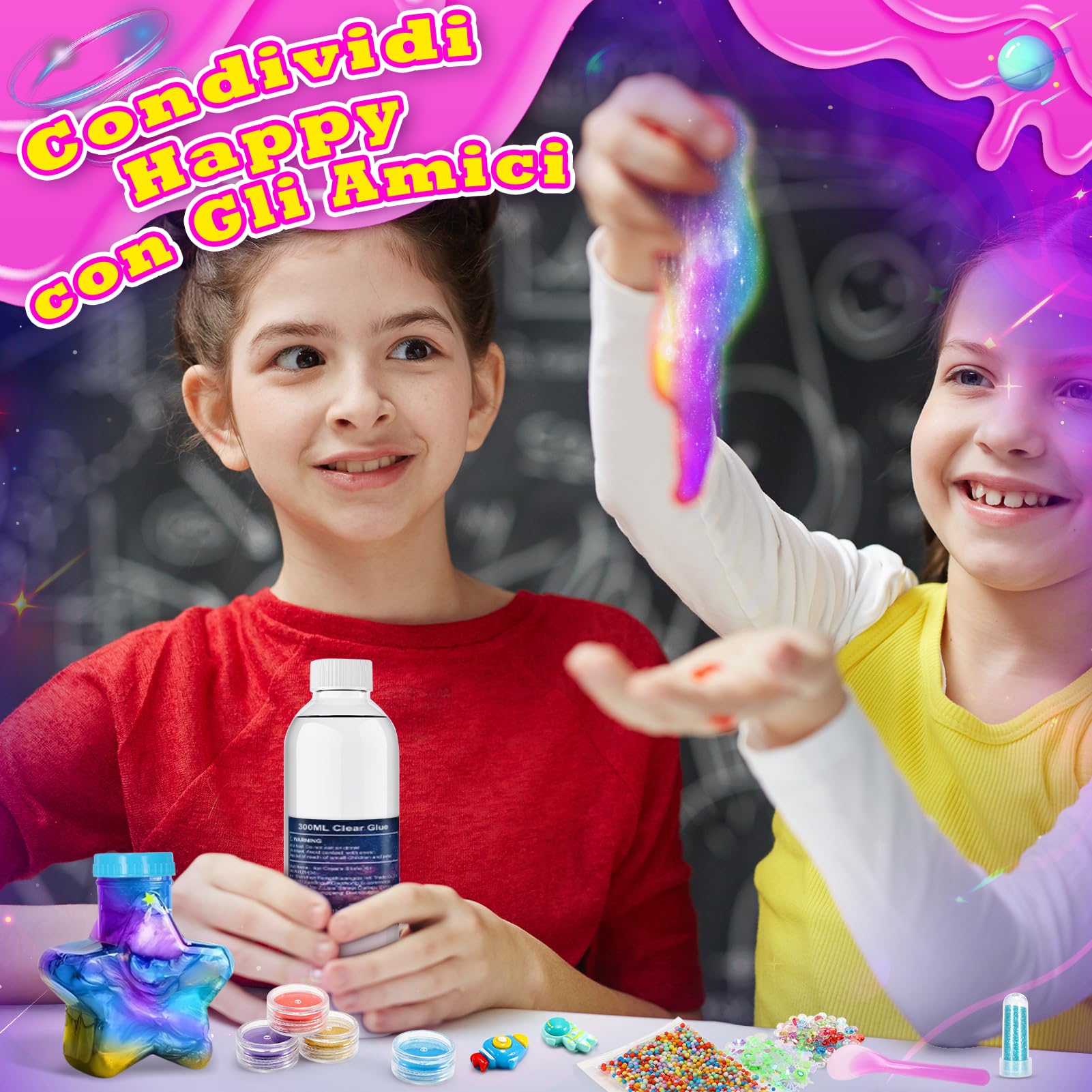 Hapikids Slime per Bambini, Regalo Bambina Bambino 6 7 8 9 10 11 Anni Galaxy Slime Fluffy Giochi Bambina 6-12 Anni Femmina Slime Kit Lavoretti Creativi Per Bambini Giocattoli Bambina Gioco Bimba Bimbo