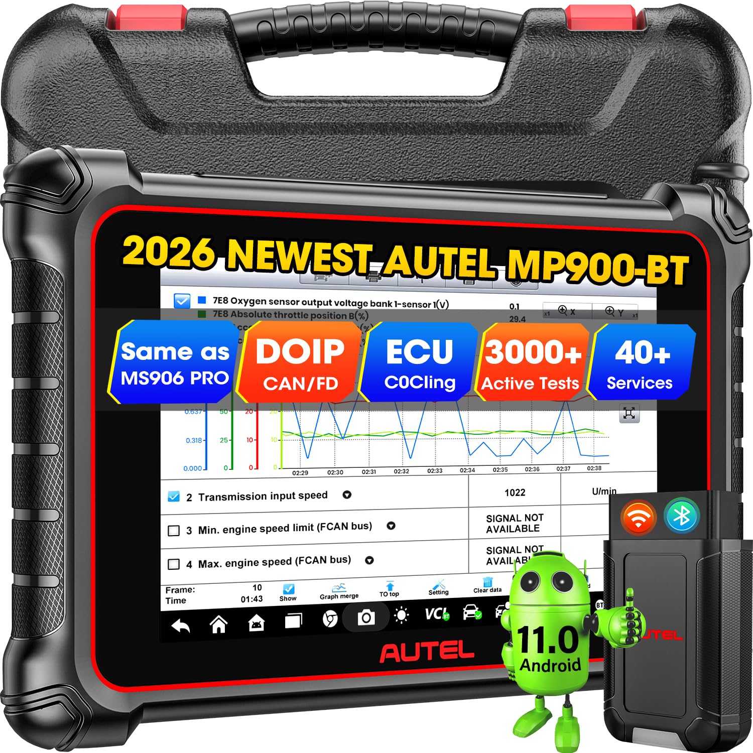 Autel Scanner MaxiPRO MP900BT - 2026 MP900-BT Up of MP900, MP808BT PRO w/DoIP CAN FD, New Model of MS906BT MS906, Advanced Diagnostic Scan Tool w/ECU C0ciing, 3000+ Test, 40+ Reset, OS11, FCA SGW