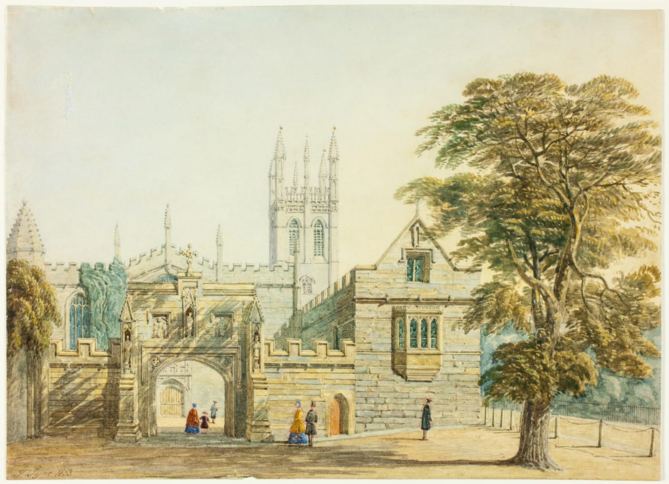 SERENDIPITP Vintage Wall Art Canvas Nordic Poster Canvas Print Picture Magdalen College and Tower by George Pyne Wall Art Poster for Home Decor 60x90cm