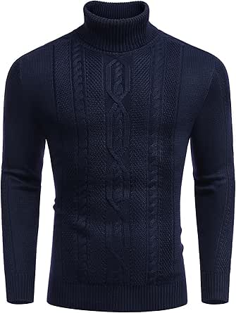 COOFANDY Pull à col roulé pour homme - Manches longues - Coupe ajustée ...