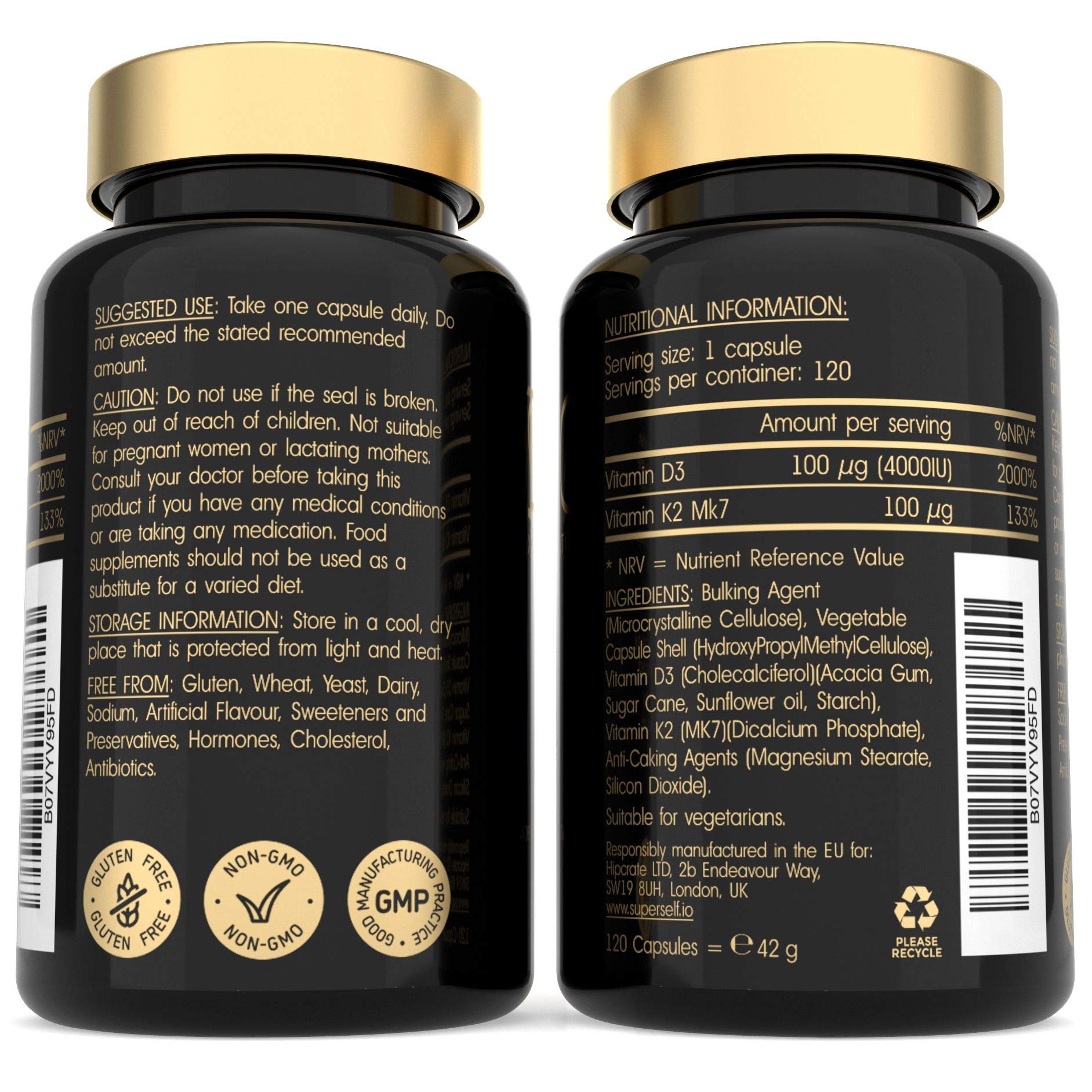 Vitamin D3 K2 Capsules High Strength Vitamin D Tablets 4000 IU Vitamin D & 100mcg Vitamin K