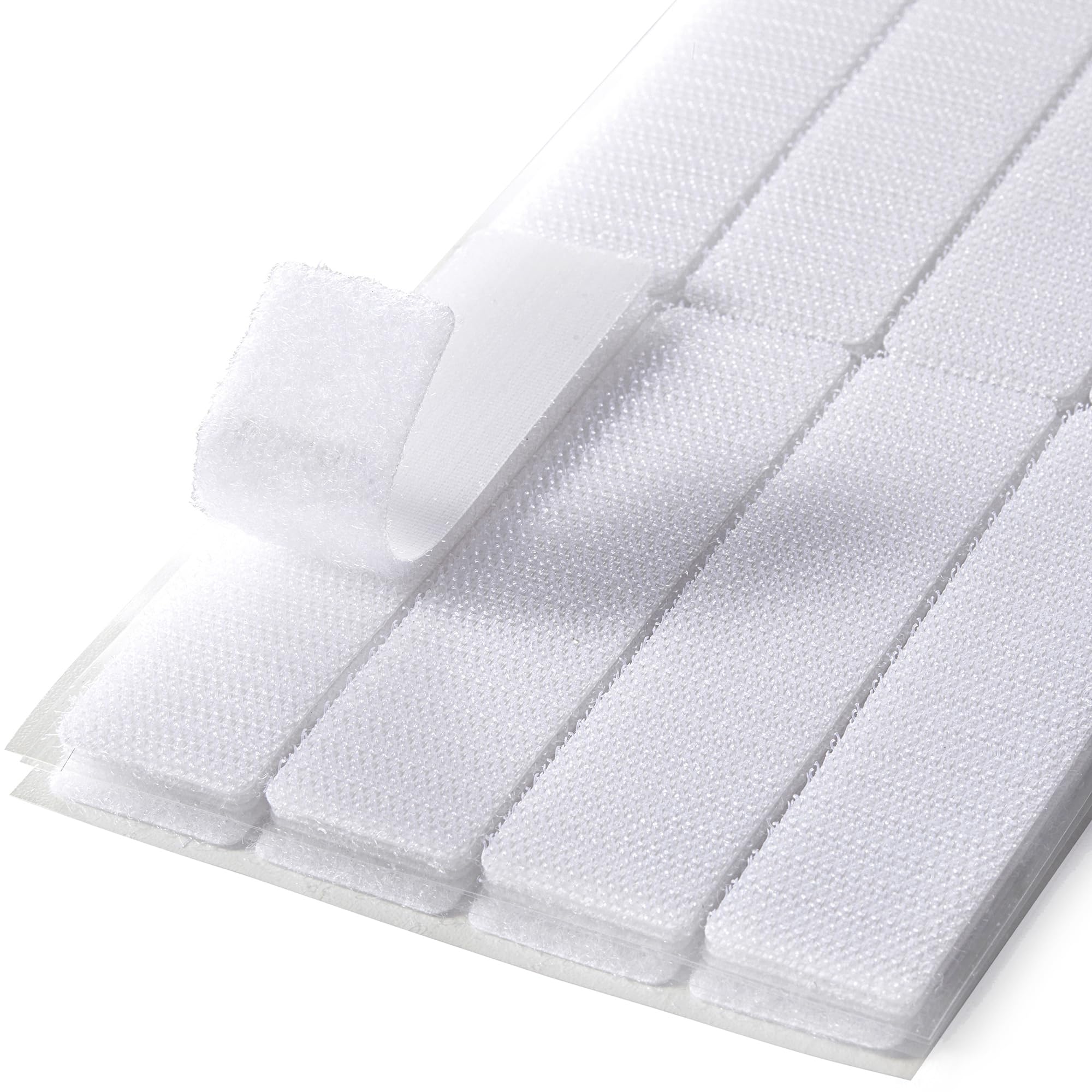 (1x4 Inch, 16 Sets) Strips with Adhesive for Fabric, No Sew Stick On for Fabric, Sticky Back for Clothes, Curtains - Heavy Duty Double Sided Hook and