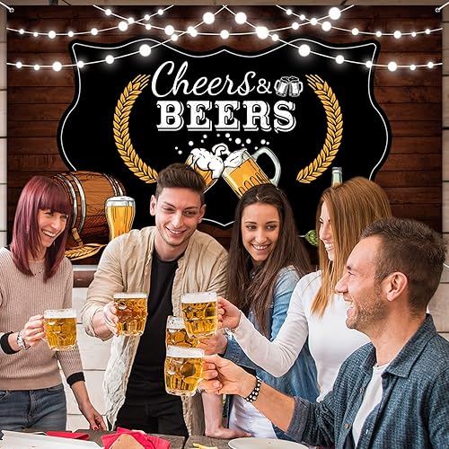 Miniatura 6 de Decoraciones de fiesta de animaciones y cervezas, tablero de madera rústico retro para cumpleaños de 30, 40, 50, fiesta temática de cumpleaños,