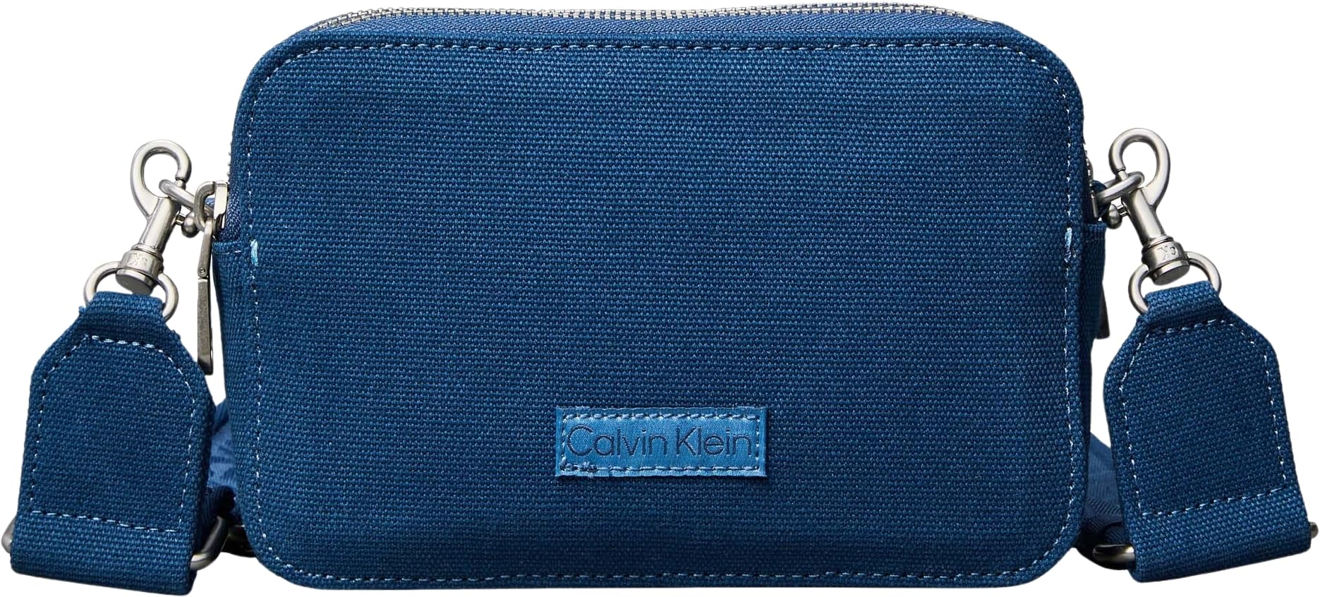 Calvin Klein Women’s Crossbody Bag Webbing Strap Canvas Camera Bag Small, Blue (Ensign Blue), One Size