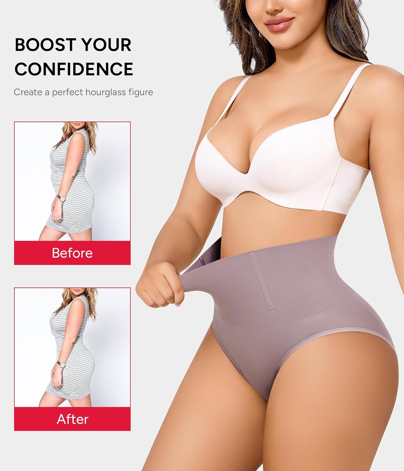 Nebility 2 Piece Tummy Control Shapewear Butt Lifting Underwear Seamless Panties for Women Under Dress Faja Body Shaper - Image 6
