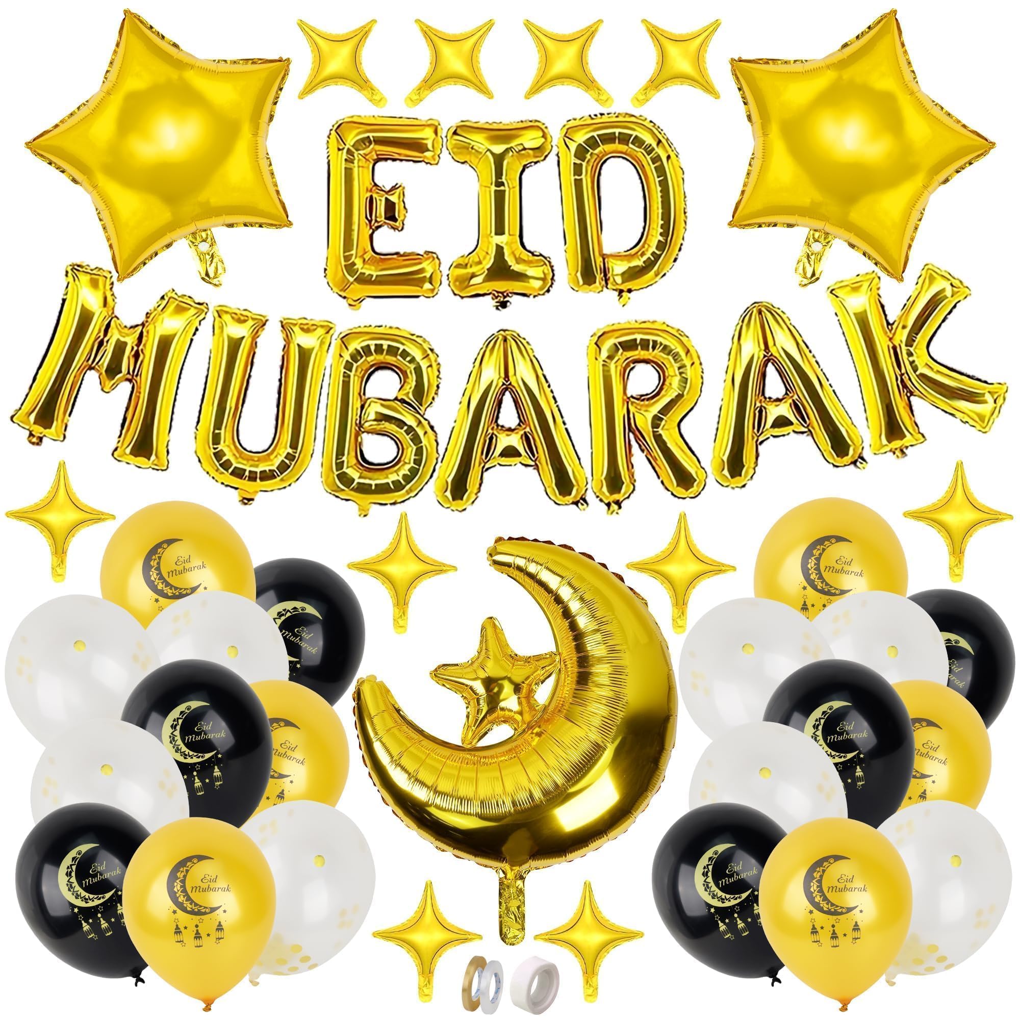Palloncini Oro Eid Mubarak 40,6 Cm: Set Di 11 Lettere In Lamina Per Decorazione Festa Ramadan, Banner Per Feste Musulmane
