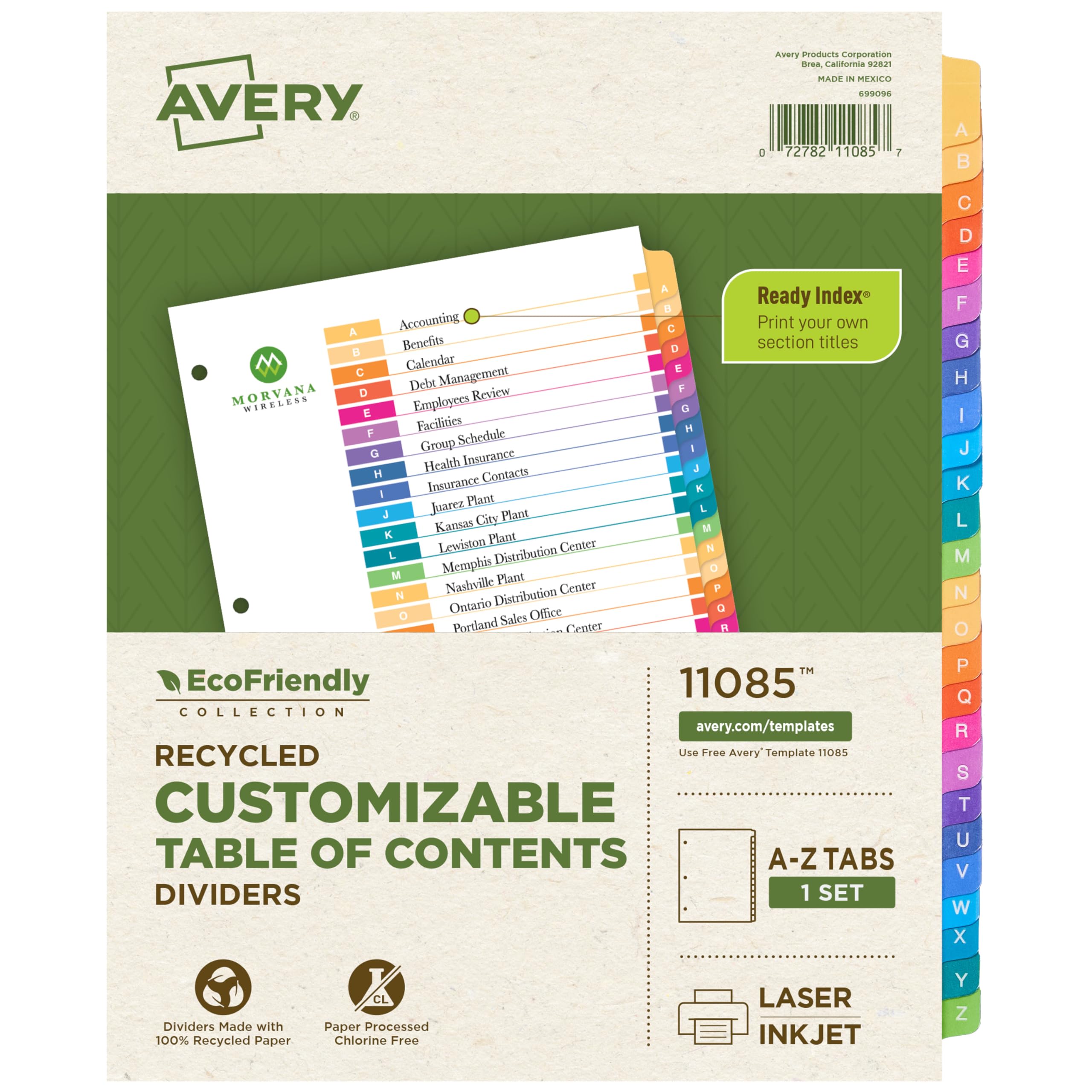 Amazon.com : Avery EcoFriendly Recycled A-Z Dividers for 3 Ring