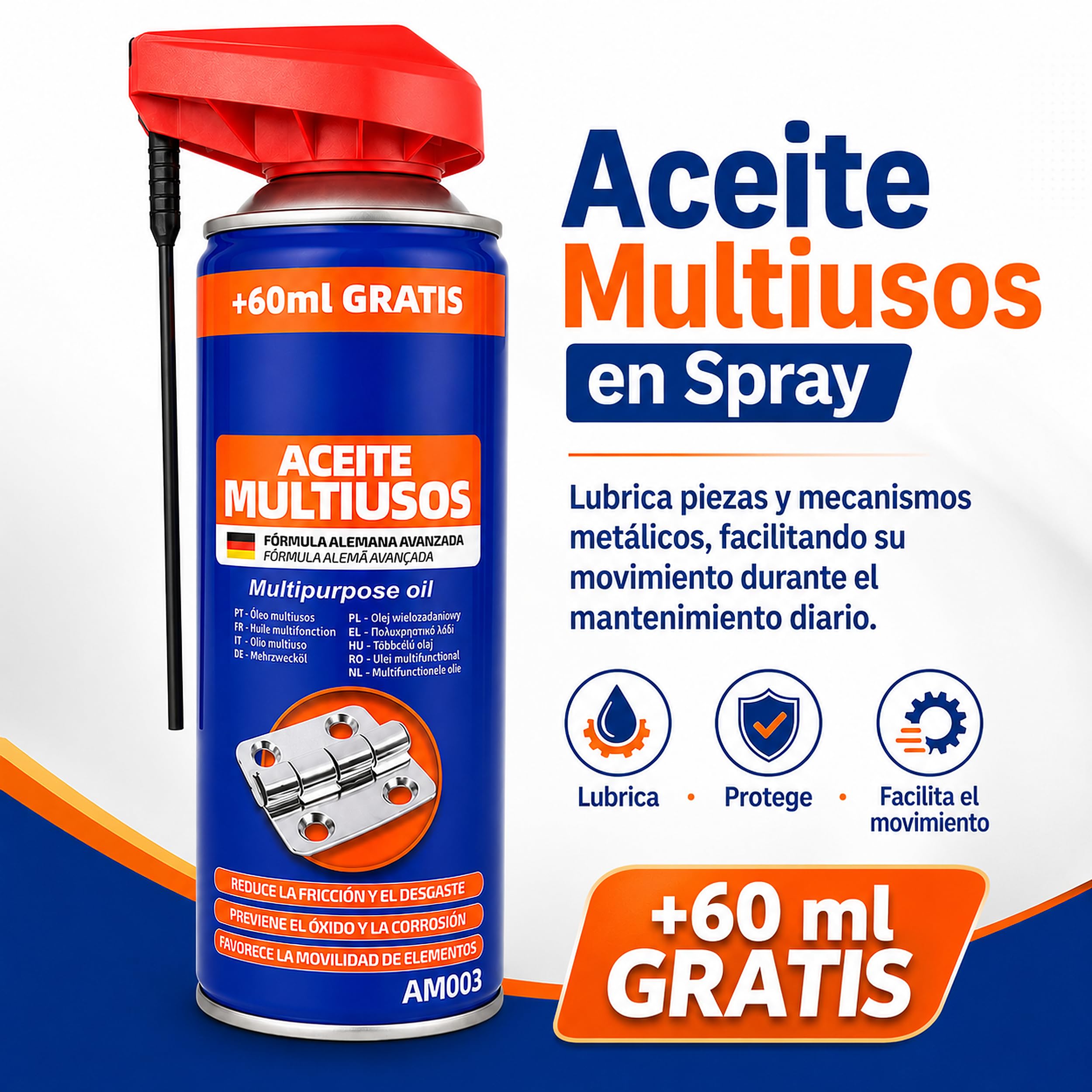 Aceite multiusos en spray 400 ml con doble acción, pack de 12
