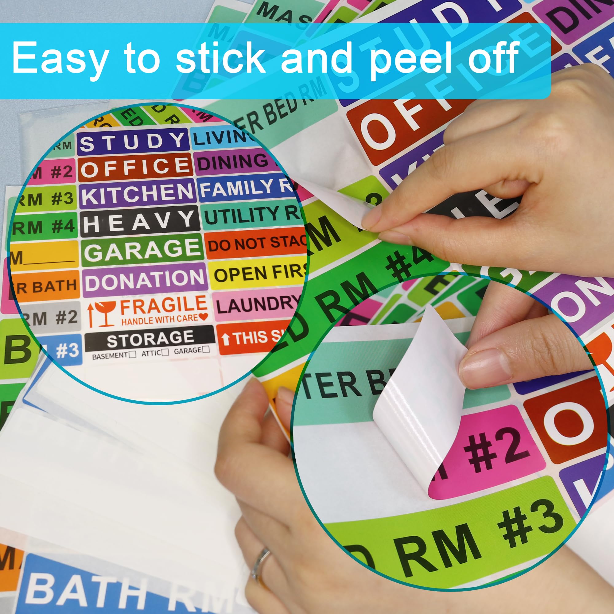 Hylabelest Pack of 270 Large Home Moving Labels for Boxes 25 Different Color Coded Stickers House Moving Supply, 1x4 Inch - Image 3