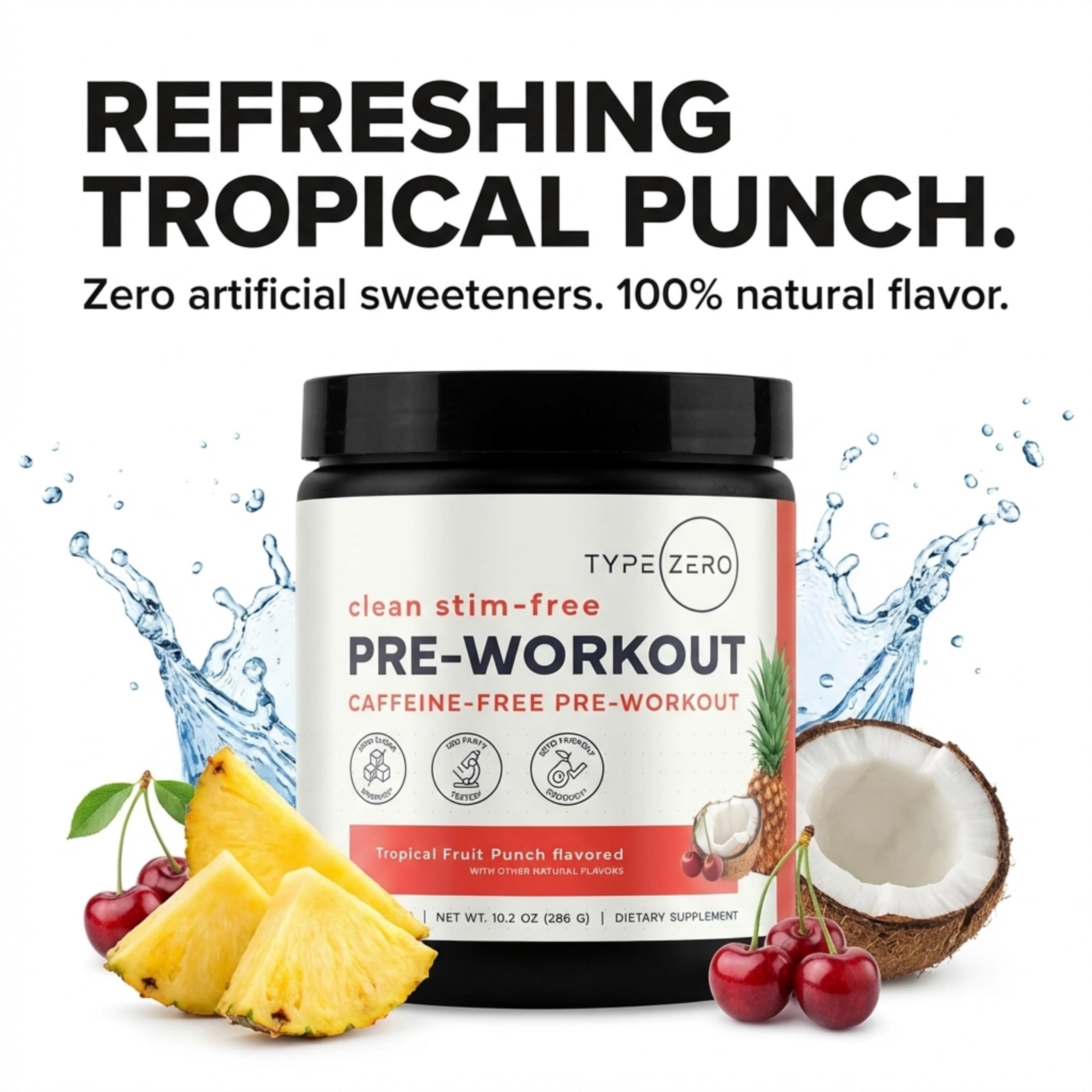 Type Zero Clean Stim Free Pre Workout Powder (Tropical Fruit Punch) 21 Serv — Amazon image 5