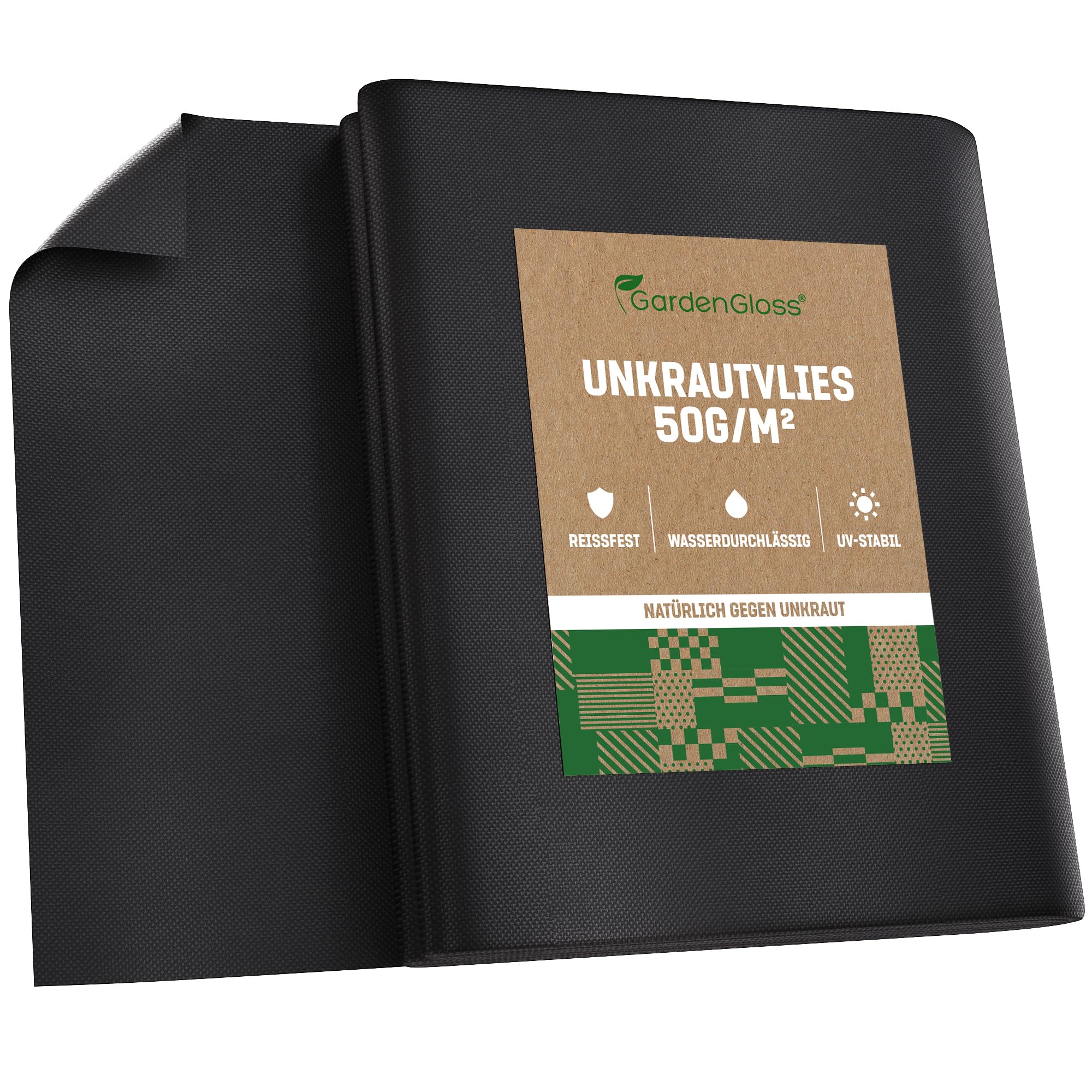 GardenGloss Unkrautvlies Gartenvlies 50g/m2 - (5m x 2 m, Gefaltet)