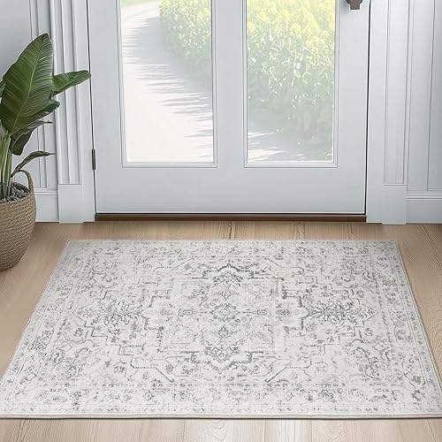 Miniatura 33 de Alfombras Redondas Beige de 4 pies, Alfombra Circular Pequeña Antideslizante Lavable de Pelo Bajo y Fina para Entrada, Cocina, Comedor, Alfombra