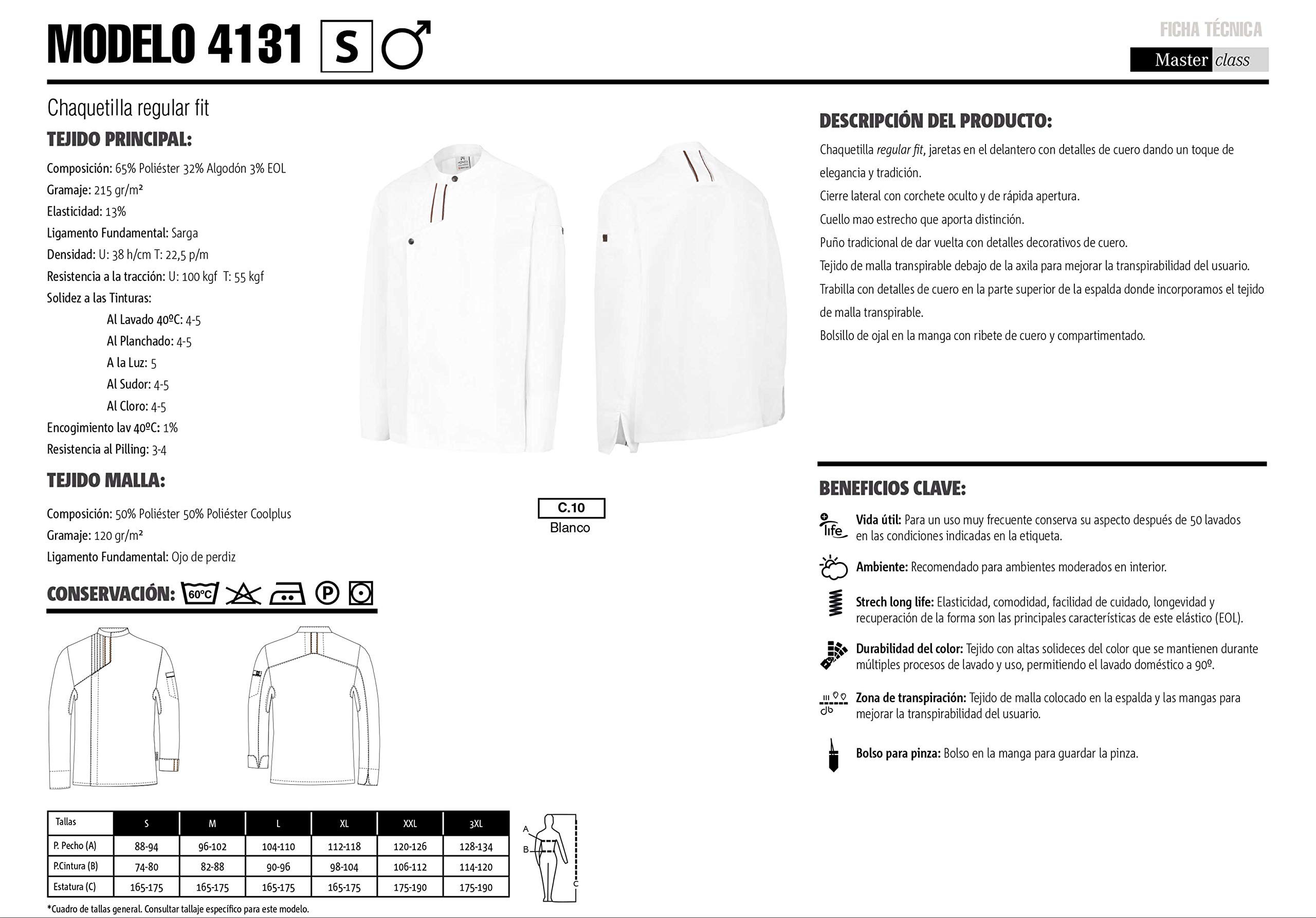 Chaquetilla Cocinero Hombre de Manga Larga con Corchetes. Ropa Cocina/Hostelería. Ref: 4131
