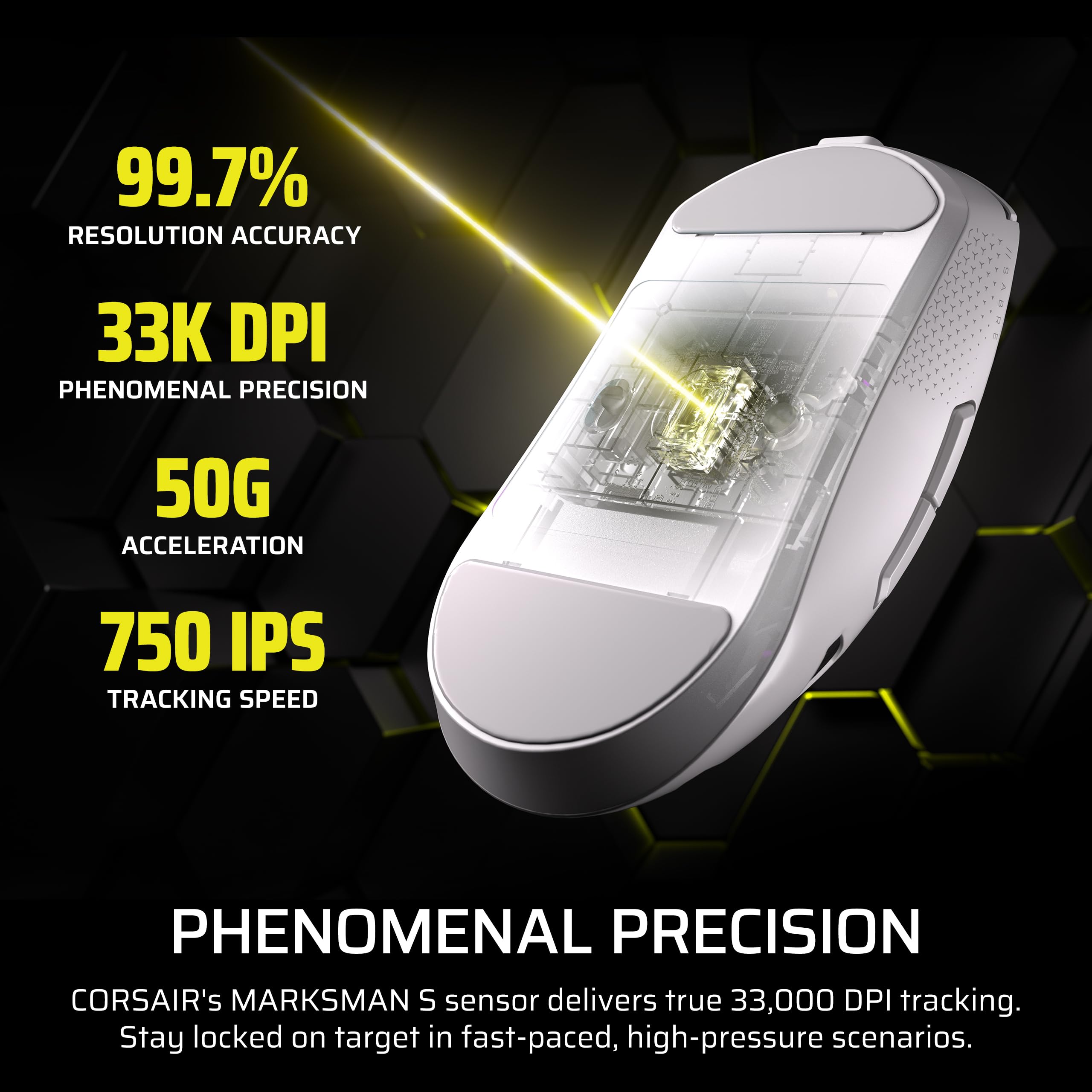 Corsair Mouse para jogos Sabre v2 PRO Wireless MG FPS – Sensor