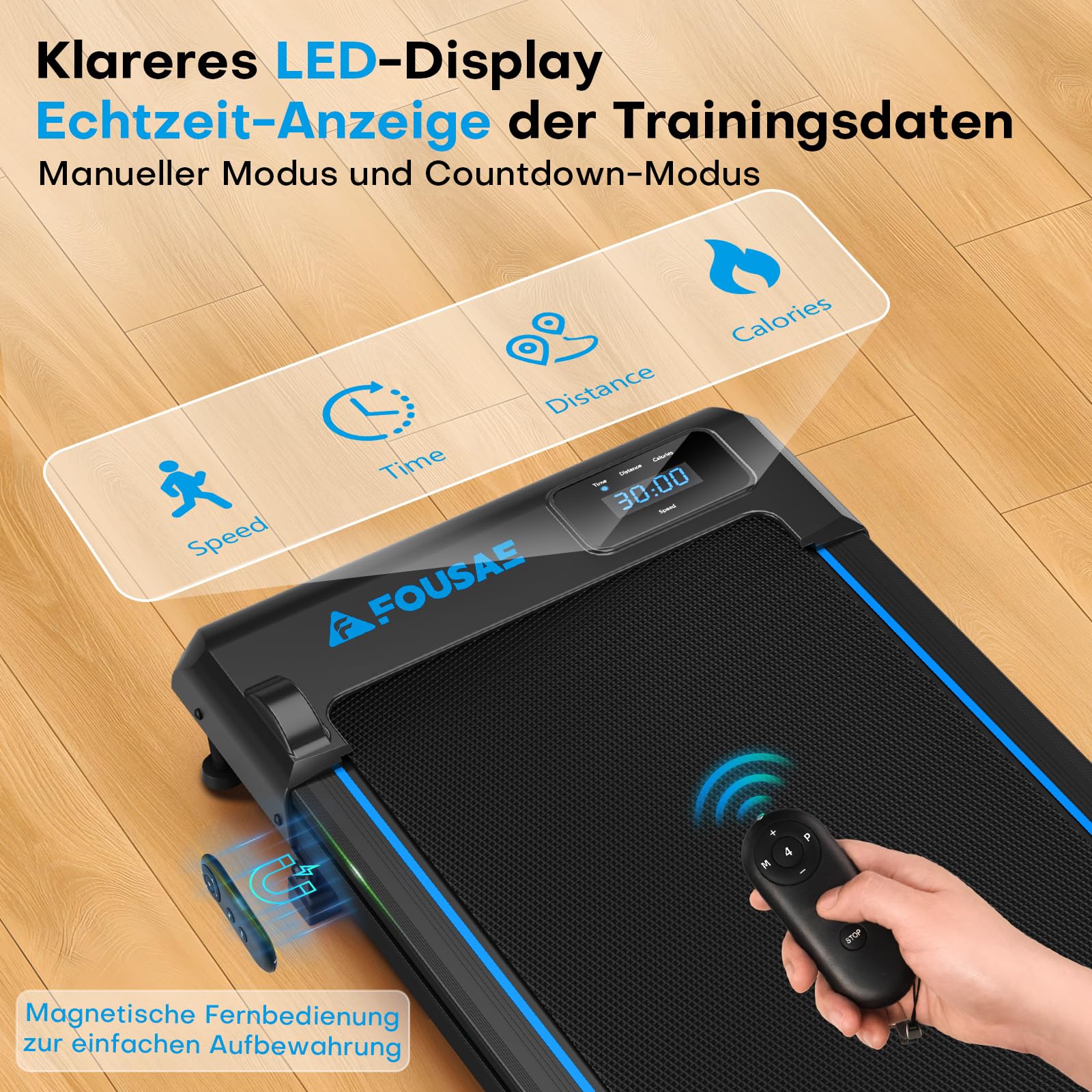Walking Pad, 1-10 km/h Laufband für Zuhause mit 9% Steigung, 2.5HP Walking Machine mit LED-Anzeige, Fernbedienung, 12 Programes, Doppelter Stoßdämpfung Bis 150kg Belastbar