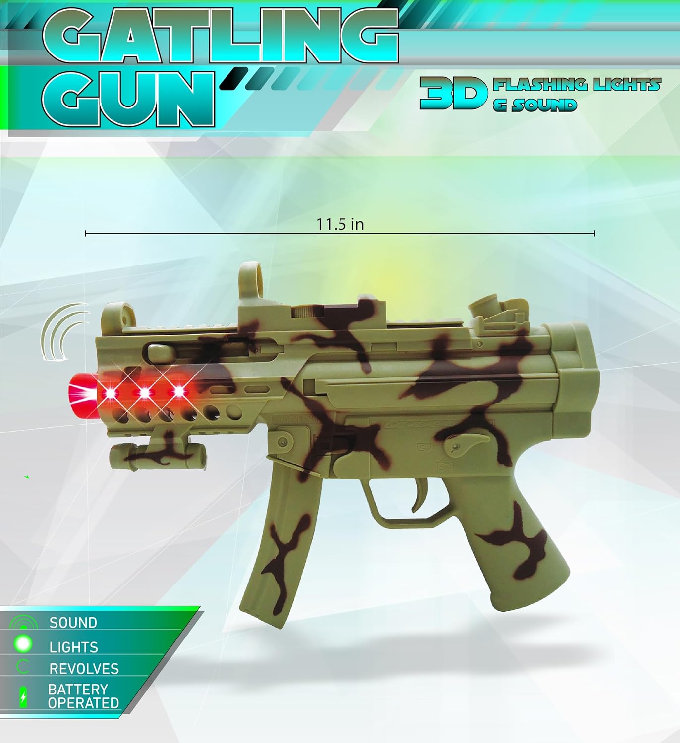 Mozlly Light Up Sonic Military Toy Gun - Light Up Guns for Kids with Sound, Military Camouflage Ranger Force Army Toy Gun, Great Party Favor Gun Toy and Costume Prop - 11.5 Inch, Color May Vary - Image 2