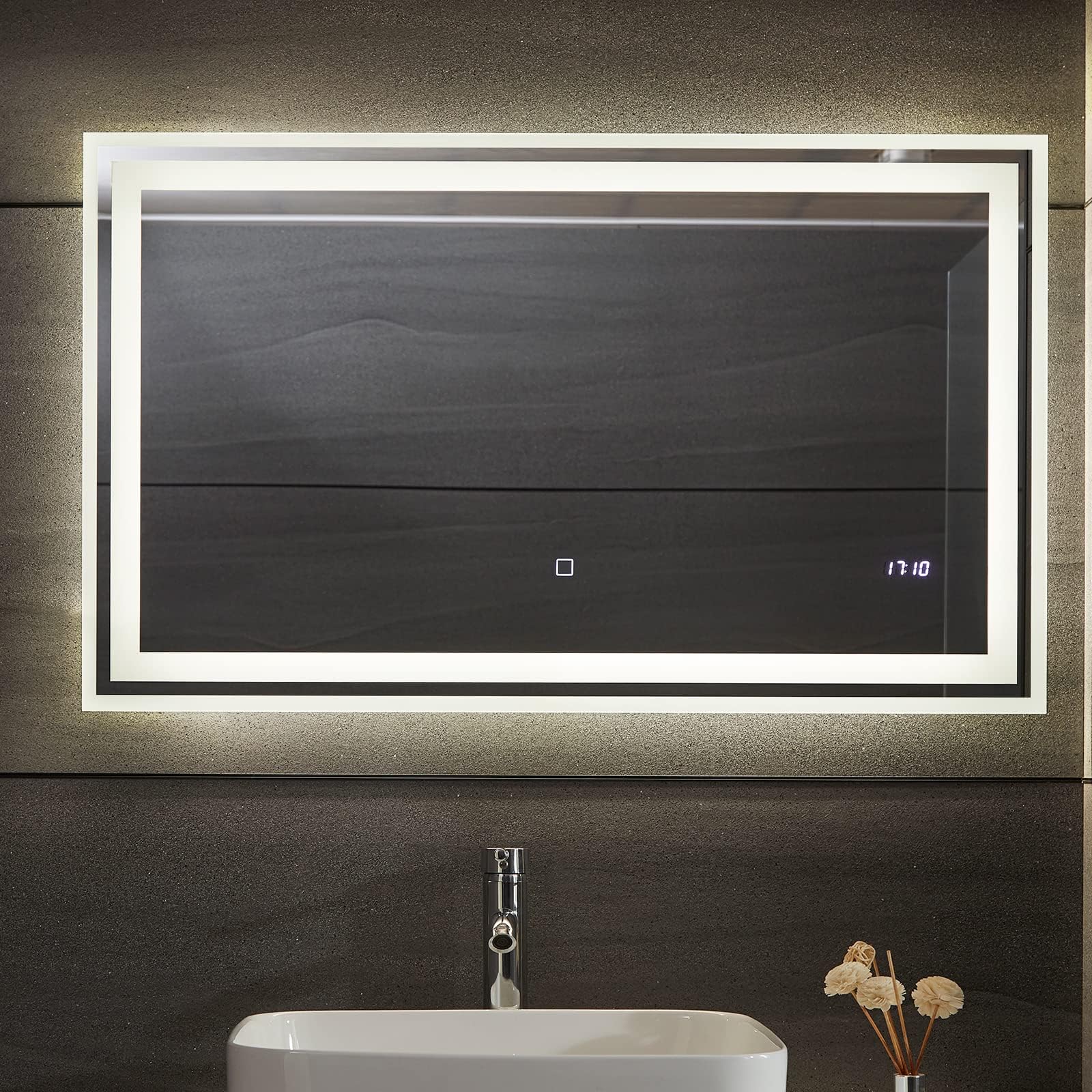CLP Badspiegel Jericho Mit LED-Beleuchtung & Bluetooth-Lautsprecher - 60x80cm, Anti-Beschlag, Dimmbar