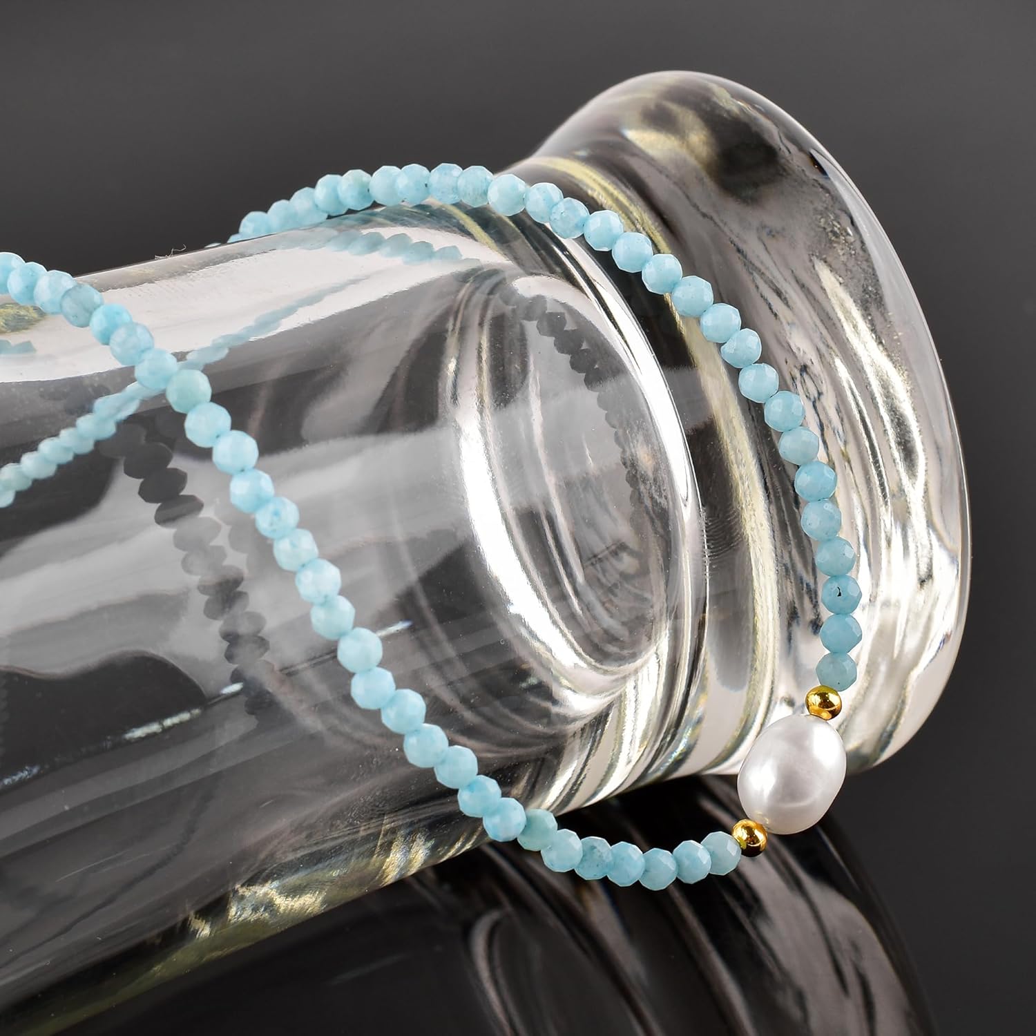 InfinityGemsArt Gemstone Gold Necklace For Women, Birthstone Natural Crystal Stone With Freshwater Pearl Beaded Jewelry, Gold Plated 18 Inch Chain - Image 4