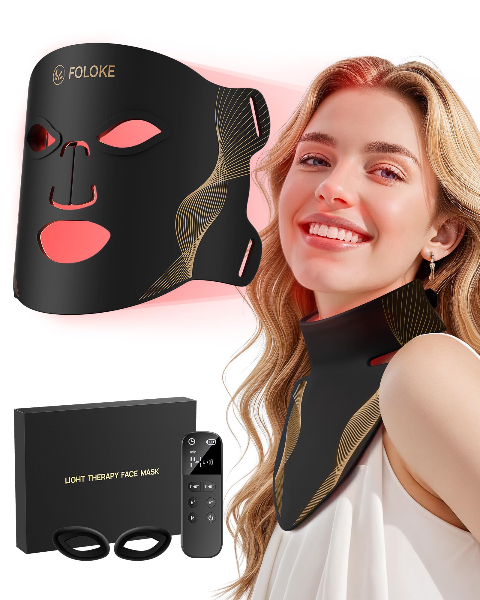 Red Light Therapy for Face, LED Light Therapy Mask Skin Care Mask & Neck, LED Red & NIR Light Therapy Wavelength for Home Use, Working Travel Yoga Sleep