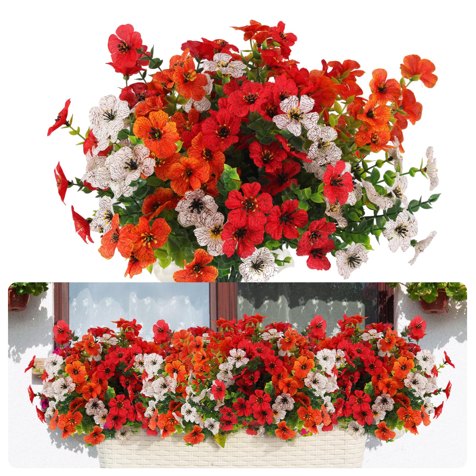 msymsyu Fake Garden Flowers 7 Bundles Plastic flowers 36cm Fake Flowers