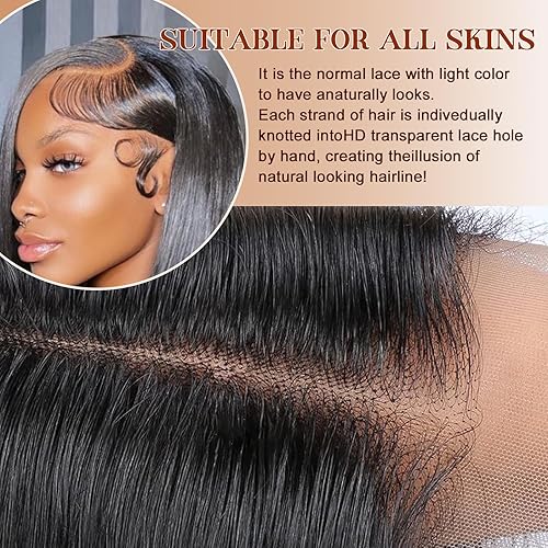 Miniatura 4 de Oxeely Pelucas de cabello largo y lacio, color azul, con encaje frontal, línea capilar natural, sin pegamento, resistente al calor, para mujeres