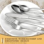 Meythway Cutlery Prêt, 20-Piece Set de flatware en argent moderne, ensemble d'ustensiles en acier inoxydable 4, Inclure le couteau/la fourche/la cuillère, le miroir poli, le lave-vaisselle en toute sécurité