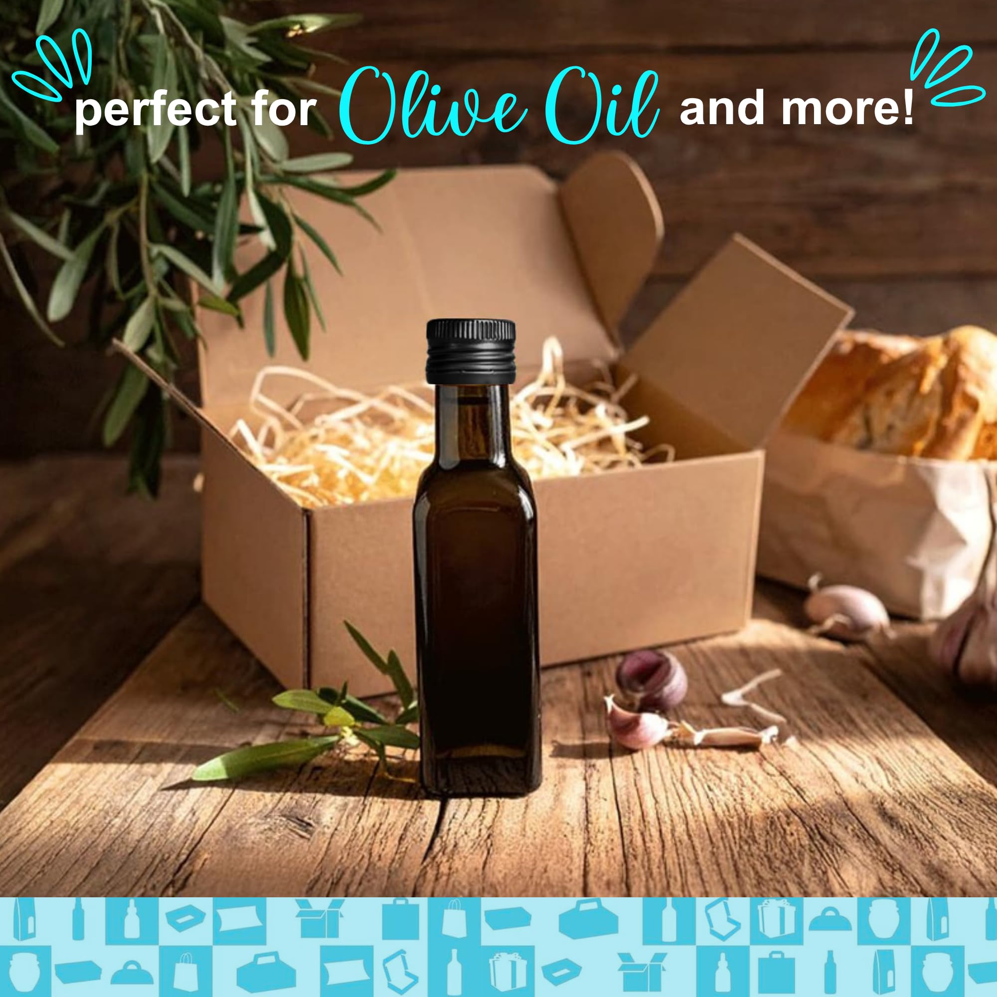 20 mini bottiglie in vetro scuro 100 ml con tappo a vite nero | piccole bottiglie per olio d'oliva, aceto, alcool, salse, pozione magica | olio di vetro, bottiglia per campioni