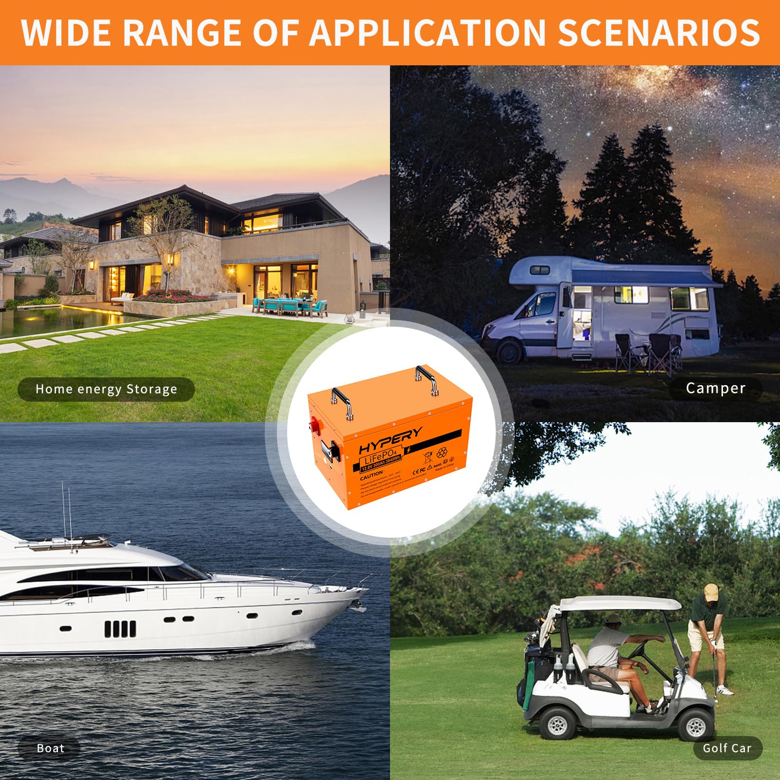 Smart 12V 300Ah LiFePO4 Batterie mit Bluetooth, LED-Display, Startschalter und BMS, perfekte Lithium Batterie für Wohnmobile, Golfwagen, Boote und Energiespeicher zu Hause