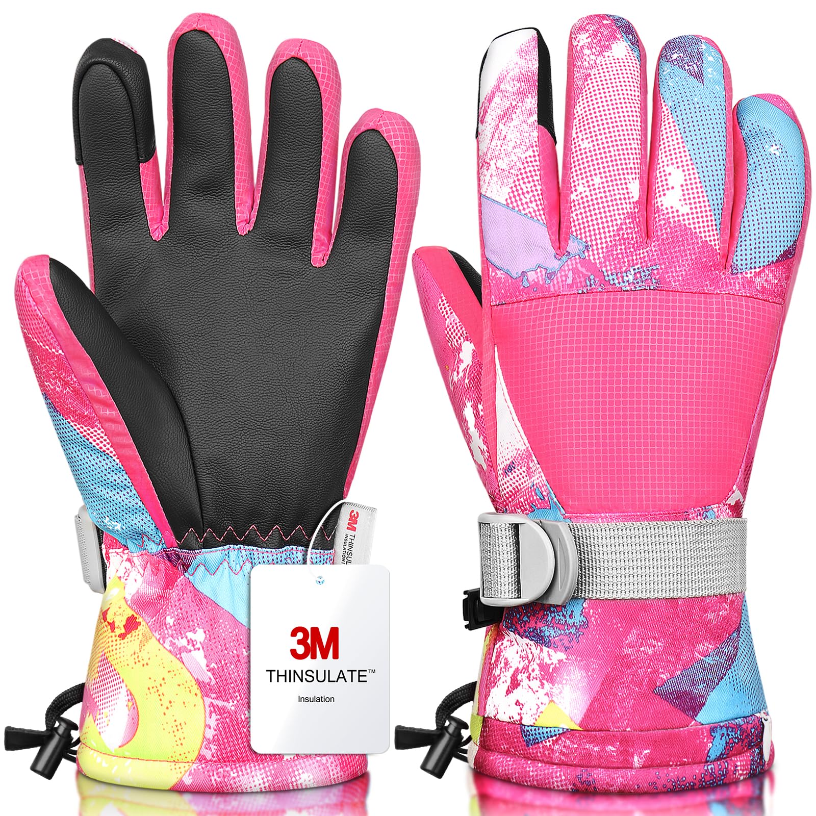 Ski Gloves,Snow Gloves Waterproof Winter Warm Cold Weather Touchscreen Gloves for Parent&amp; Child Kids Skiing,Snowboarding
