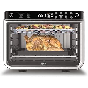 Ninja Air Fryer & Toaster Oven Combo | 10-in-1 Foodi XL Pro Air Fry Countertop Oven | Fit a 5-lb Chicken & Sheet Pan of Vegetables | Bake, Dehydrate, Toast & More |1800 Watts | Stainless Steel | DT201