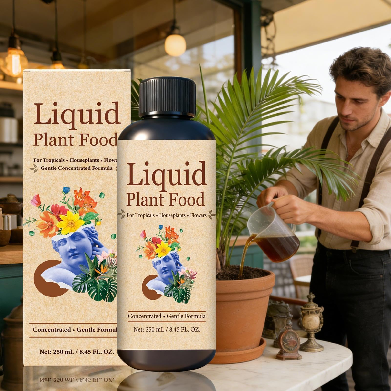 Abono Líquido para Plantas de Interior 250 ml Nutrientes Orgánicos para el | Fertilizante para Plantas de Interior para Orquídeas, , Bonsáis, Flores, y Jardín Exterior