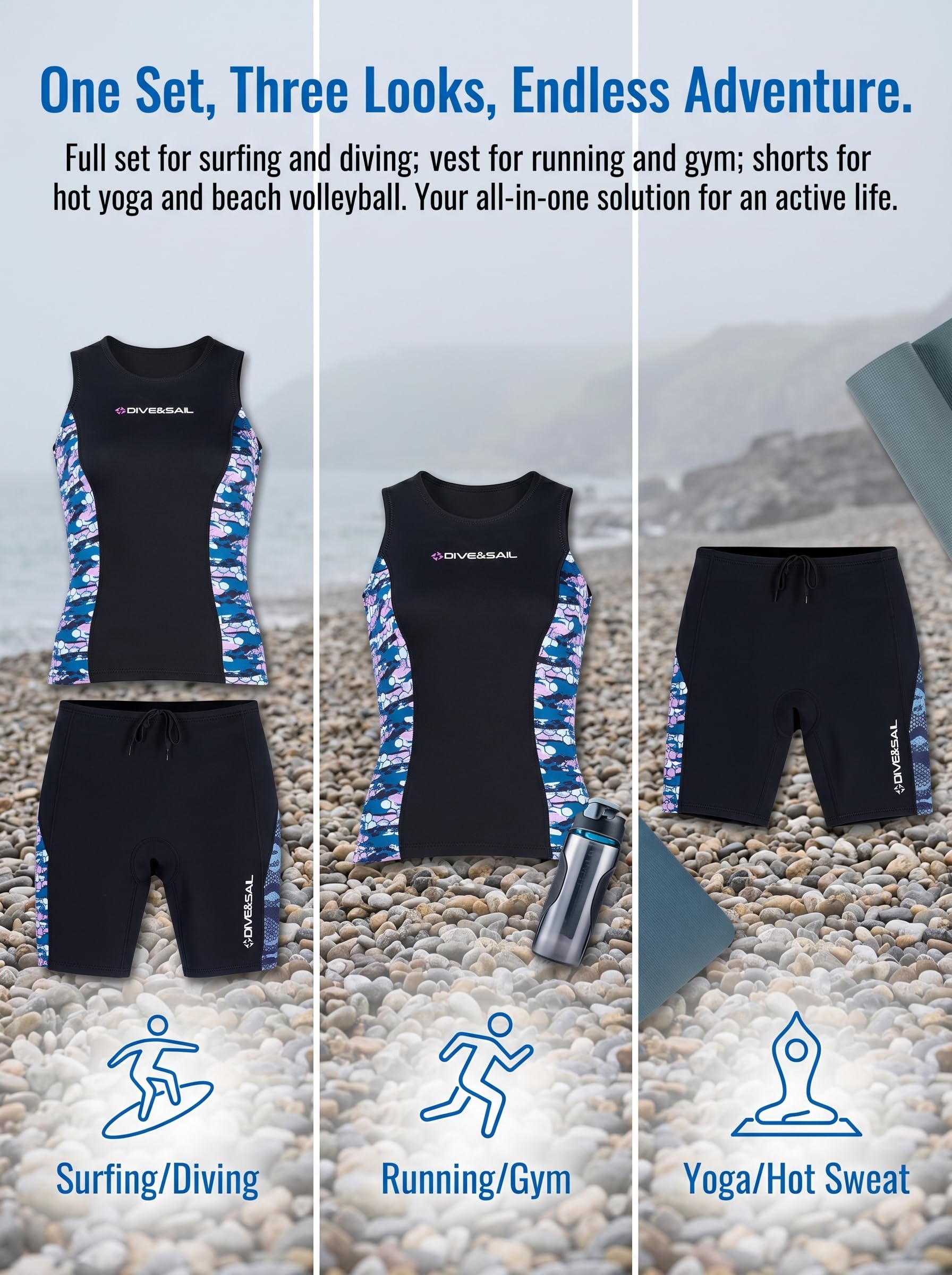 Chaleco de buceo cálido de 2 mm para mujeres/hombres, pantalones cortos de buceo para surf y natación