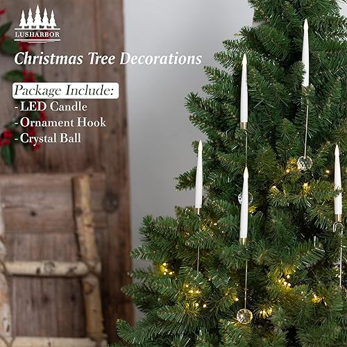 Miniatura 4 de LUSHARBOR Velas cónicas sin llama para decoración de árbol de Navidad, velas LED que funcionan con pilas con temporizador remoto, velas de luces
