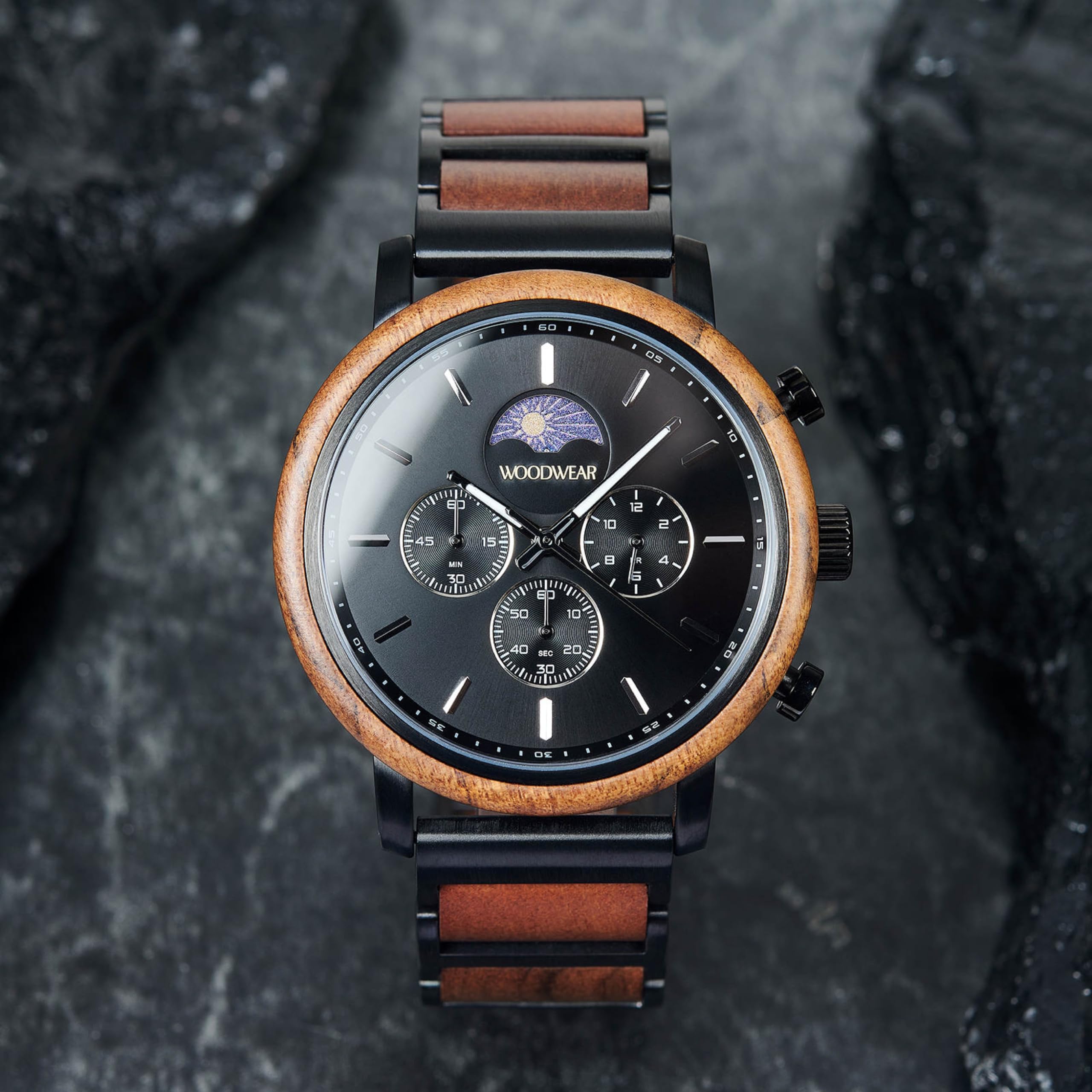 woodwear Holzarmbanduhr Herrenuhr Unisex Lichtblick Nachtschwärmer