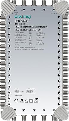 Axing SPU 532-06 Commutatore Multiswitch alimentato ricevitore Cascata espandibile SAT attivo Axing SPU 532-06 Commutatore Multiswitch alimentato ricevitore Cascata espandibile SAT attivo