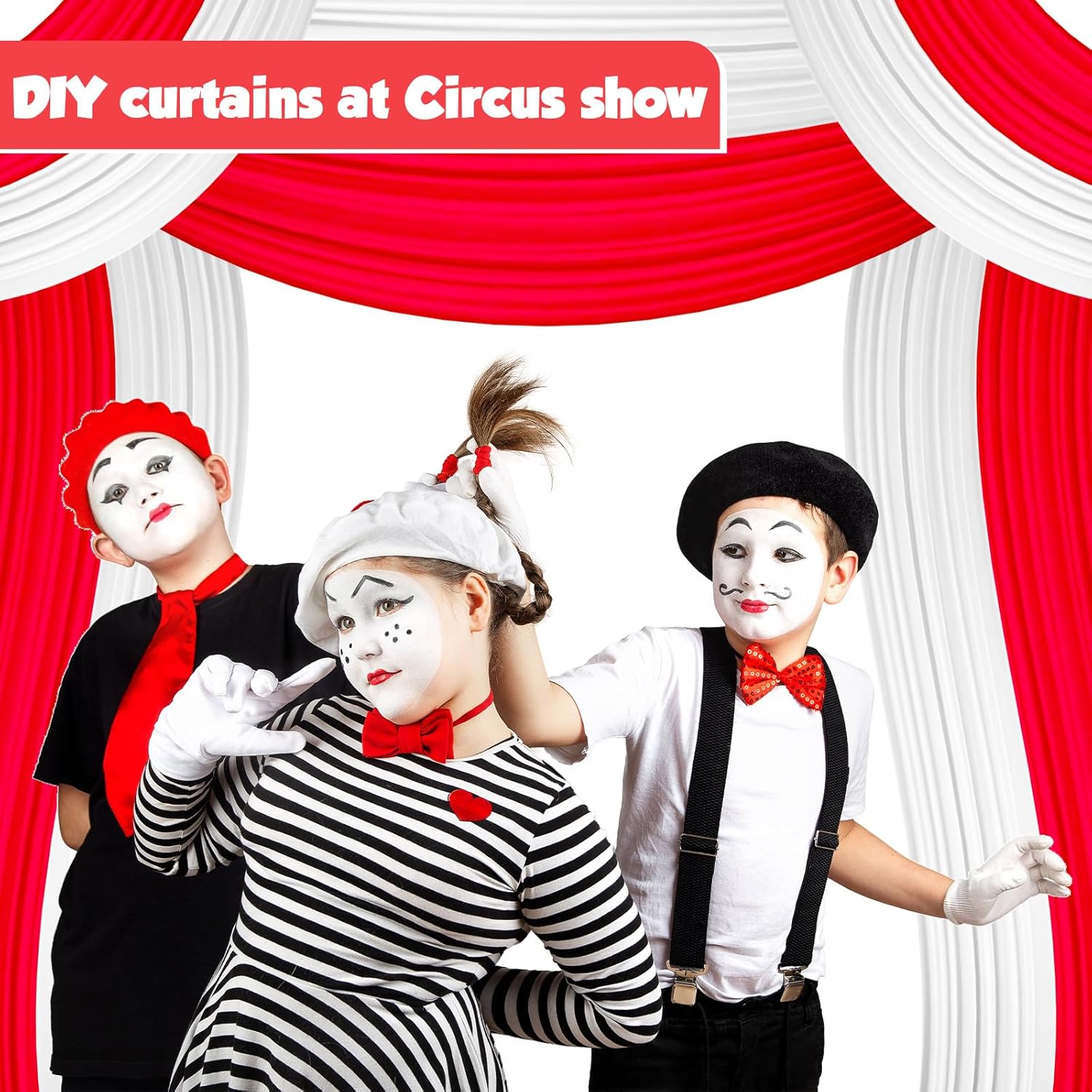 2 Roll 40in x 100ft Circus Carnival Decorations Disposable DIY Carnival Tablecloth Roll Circus Party Supplies for Clown Party Big Top Tent Cover Curtain Ceiling Wall Drapes Backdrop (Red White)