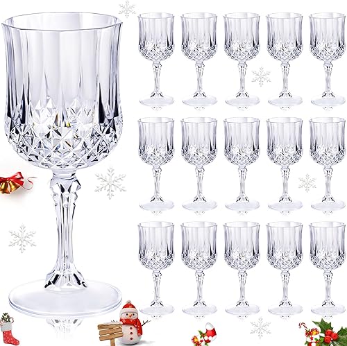 Ciaell Copas de vino de plástico de 24 piezas, copas de plástico de 7 onzas para fiesta, vasos transparentes vintage, juego de copas de agua