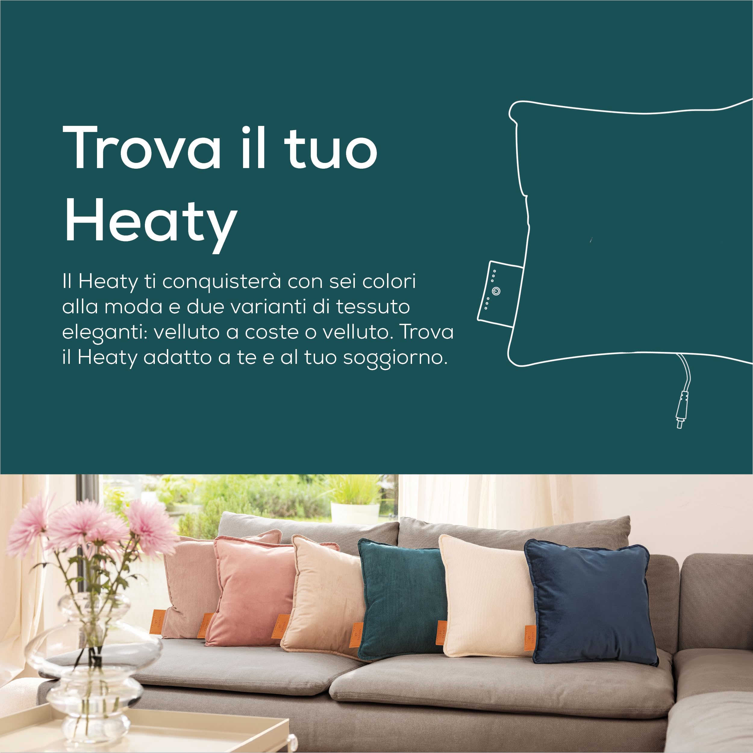 Beurer Heaty Termoforo, termoforo senza fili con batteria, con spegnimento automatico e 3 livelli di temperatura, con riscaldamento rapido, morbido velluto a coste, verde scuro
