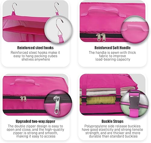 Miniatura 4 de Bolsa de viaje portátil para colgar, organizador de cubo de embalaje de viaje, armario de mano de gran capacidad, almacenamiento plegable para