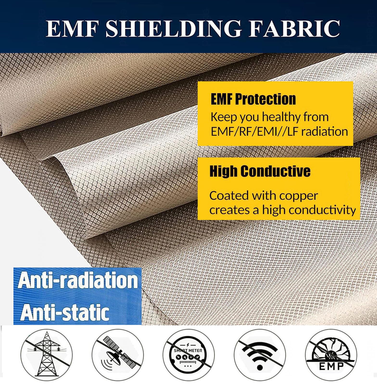 Faraday Stoff Emf Abschirmung Schutz Stoff RFID Elektrosmog Abschirmung Fabric HF-Abschirmung WLAN Bluetooth GPS-Strahlenschutz für Radiowellen Faraday Stoff Emf Abschirmung Schutz Stoff RFID Elektrosmog Abschirmung Fabric HF-Abschirmung WLAN Bluetooth GPS-Strahlenschutz für Radiowellen