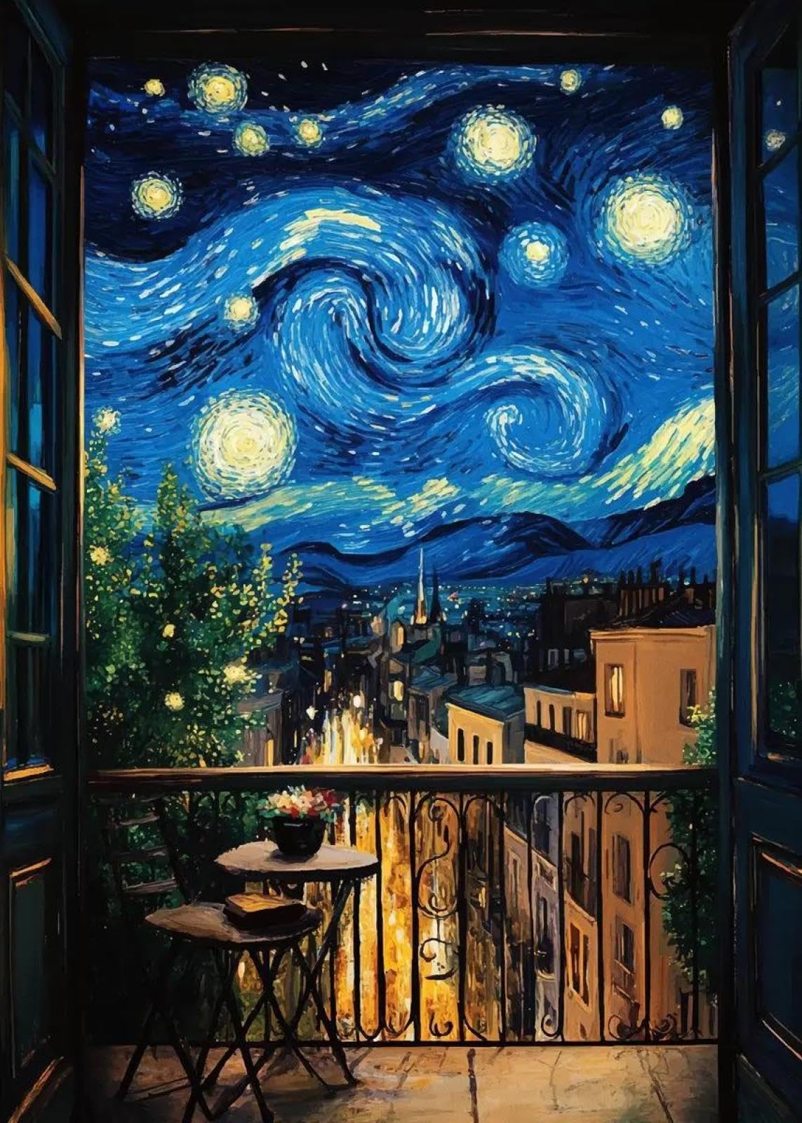 Yocheng Abstract Landscape Poster Prints House Night Canvas Painting Wall Art For Living Room Home Decor 21x30cm No Frame