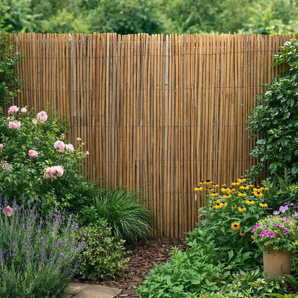 Bambusmatte - Sichtschutzzaun, Gartenzaun, Natur, Bambus, Zaun, Sichtschutz, Windschutz (1,50m x 5,00m)