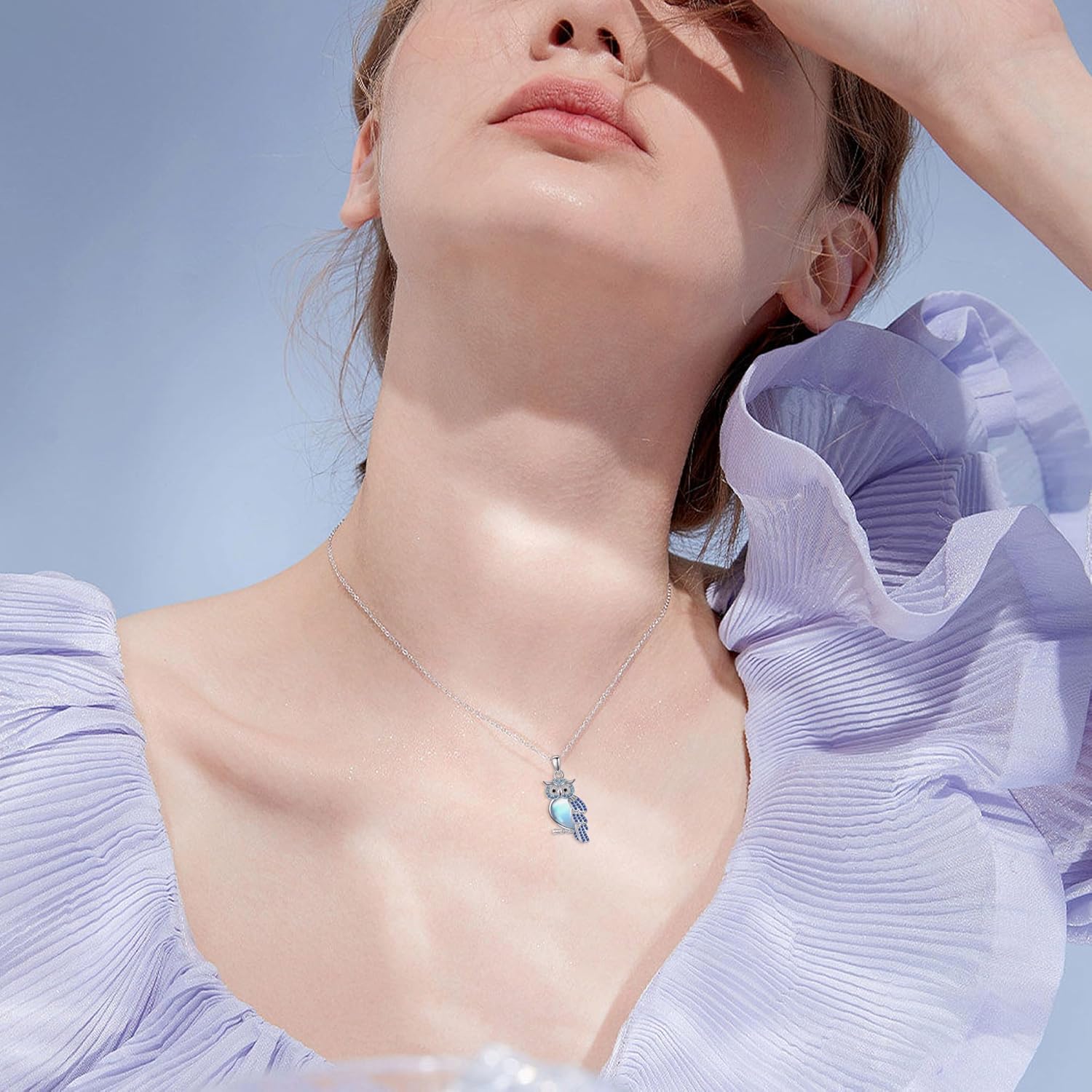 YFN 925 Sterling Silver Owl Moonstone Pendant Necklace - Jewelry Gifts for Women - Image 7